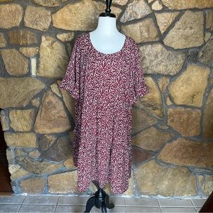 NWOT Women's SHEIN Plus Bohemian Dress Crimson Animal Print Dress - Size 3XL